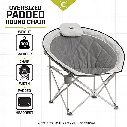 CORE Padded Oversized Round Chair (Grey/Silver) – Model 40025