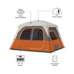 CORE 40120 cabin tent dimensions, 10 ft x 9 ft floor and 76 in centre height