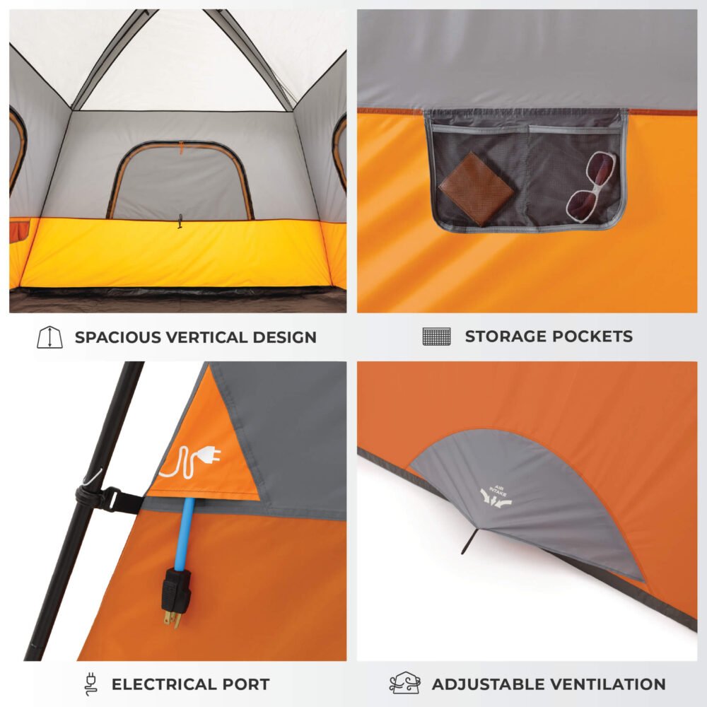 CORE 6 Person Straight Wall Cabin Tent 10’ x 9’ – Model 40120