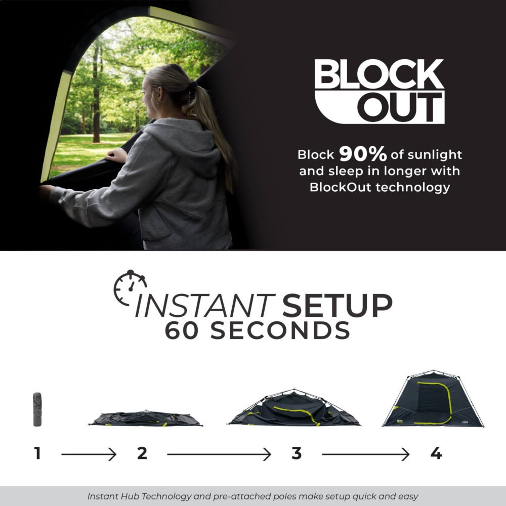 CORE 6 Person Blockout Instant Cabin Tent 11' x 9' – Model 40342