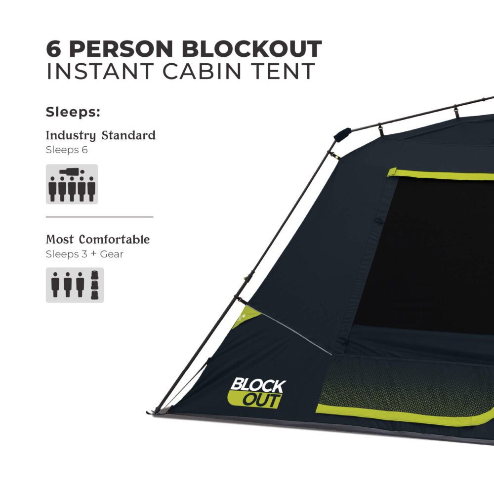 CORE 6 Person Blockout Instant Cabin Tent 11' x 9' – Model 40342