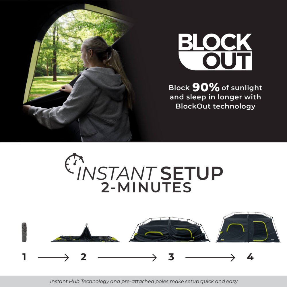 CORE 9 Person Blockout Instant Cabin Tent 14' x 9' – Model 40343