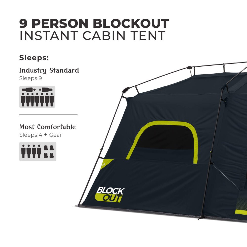 CORE 9 Person Blockout Instant Cabin Tent 14' x 9' – Model 40343