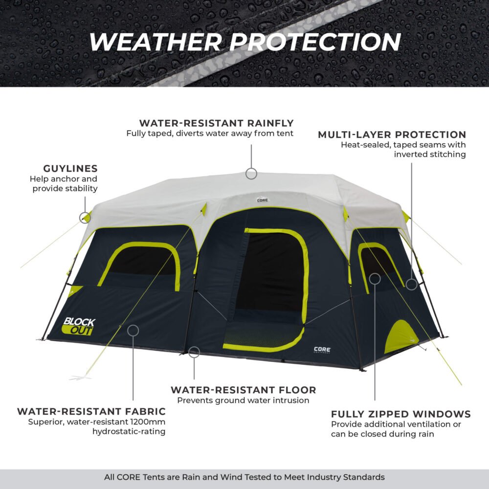 CORE 9 Person Blockout Instant Cabin Tent 14' x 9' – Model 40343