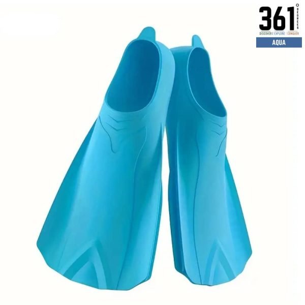 Swim Training Fins - Blue - Short-Blade Silicone Flippers