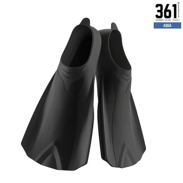 Swim Training Fins - Black - Short-Blade Silicone Flippers