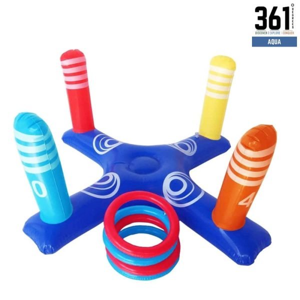 Inflatable Pool Ring Toss Game - Floating Cross and 8 Rings