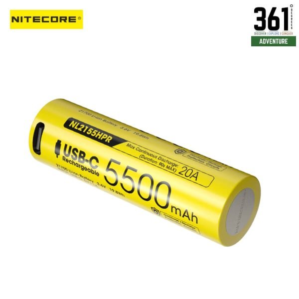 Nitecore NL2155HPR – USB Rechargeable 21700 Li-ion Battery (5,500mAh)