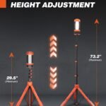 Telescopic height adjustment on the camping stand light, from 29.5 to 73.2 inches