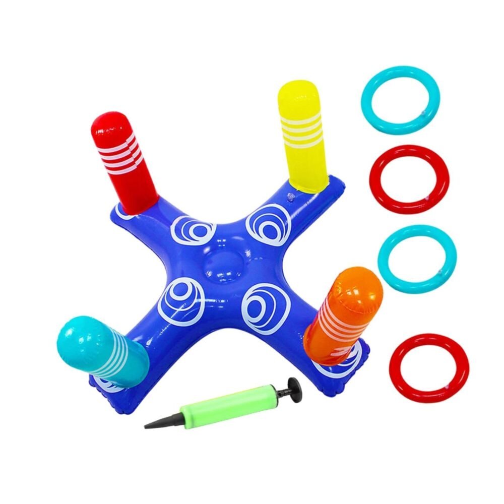Inflatable Pool Ring Toss Game - Floating Cross and 8 Rings
