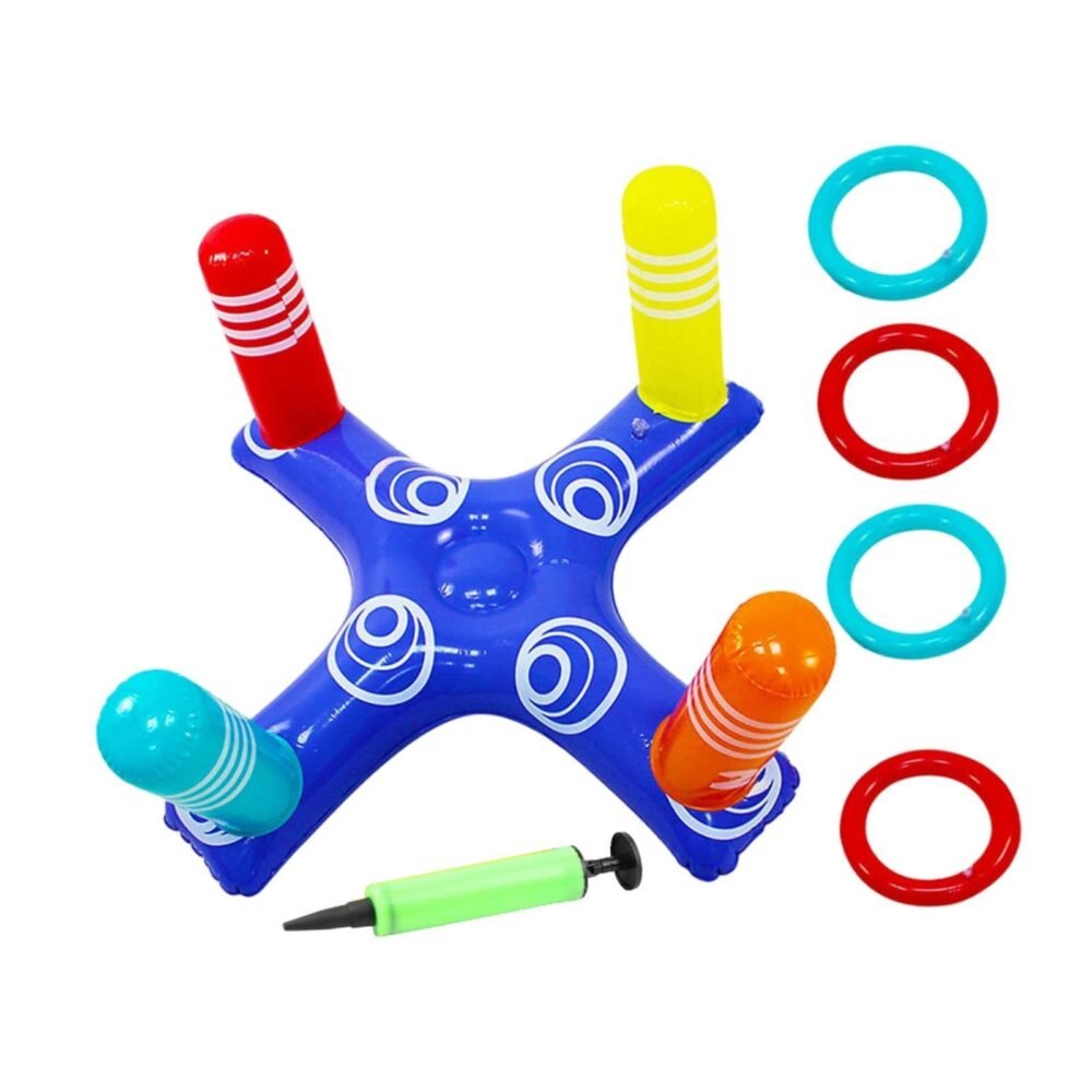 Inflatable Pool Ring Toss Game - Floating Cross and 8 Rings