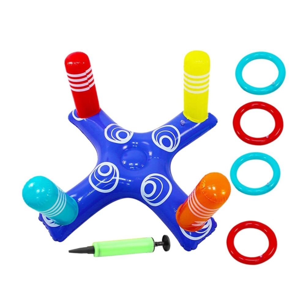 Inflatable Pool Ring Toss Game - Floating Cross and 8 Rings