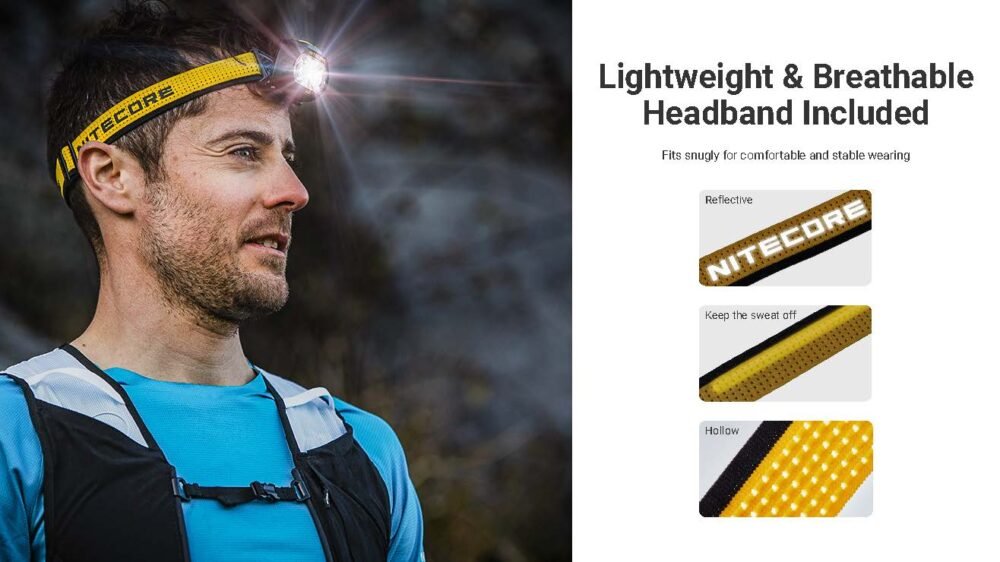 Nitecore Headlamp UT27 Dual Beam Lightweight Trail Running  – Model UT27 (Yellow)