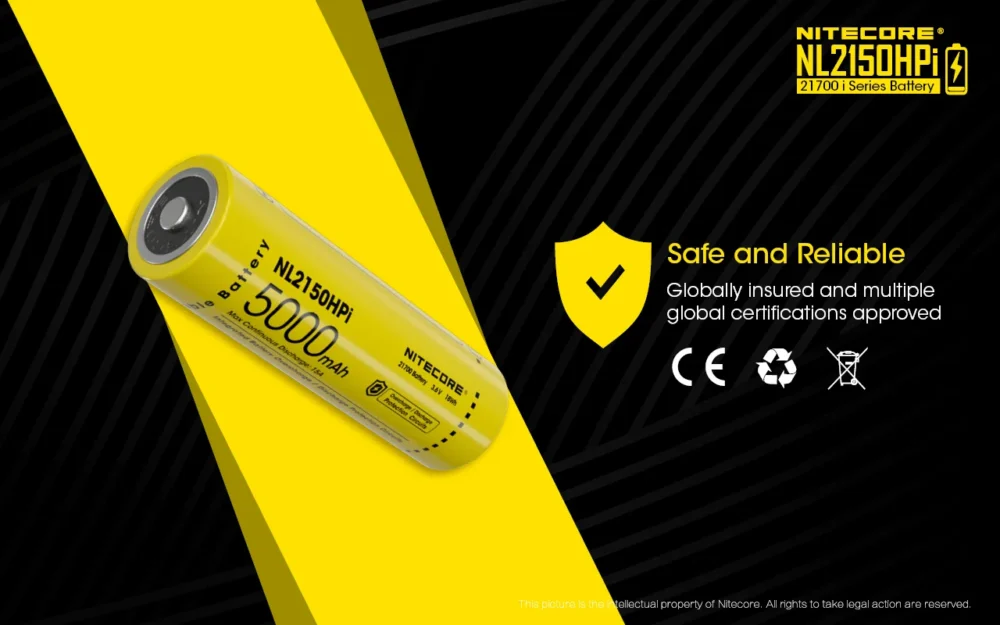 Nitecore NL2150HPi – Micro-USB Rechargeable 21700 Li-ion Battery 5000mAh