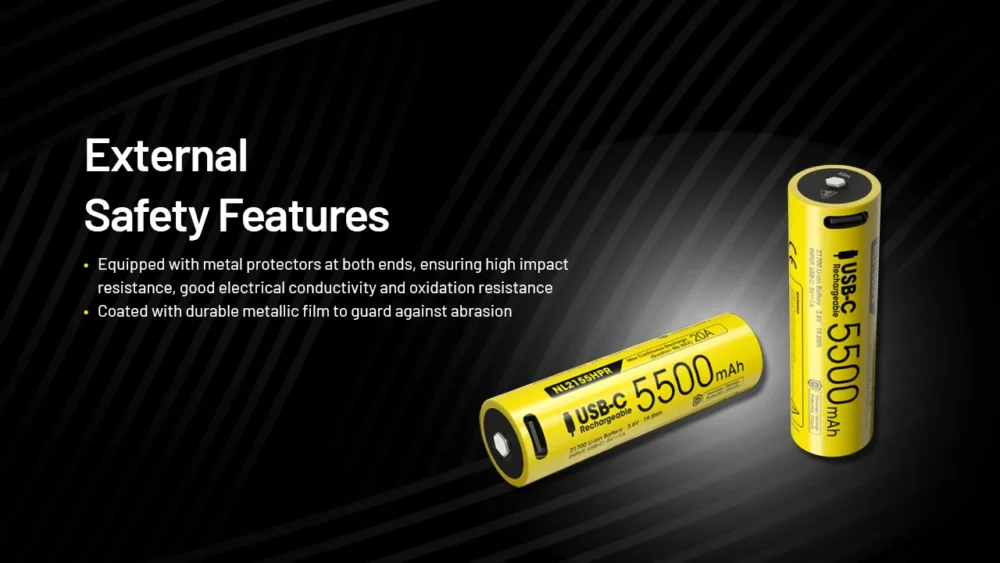 Nitecore NL2155HPR – USB Rechargeable 21700 Li-ion Battery (5,500mAh)