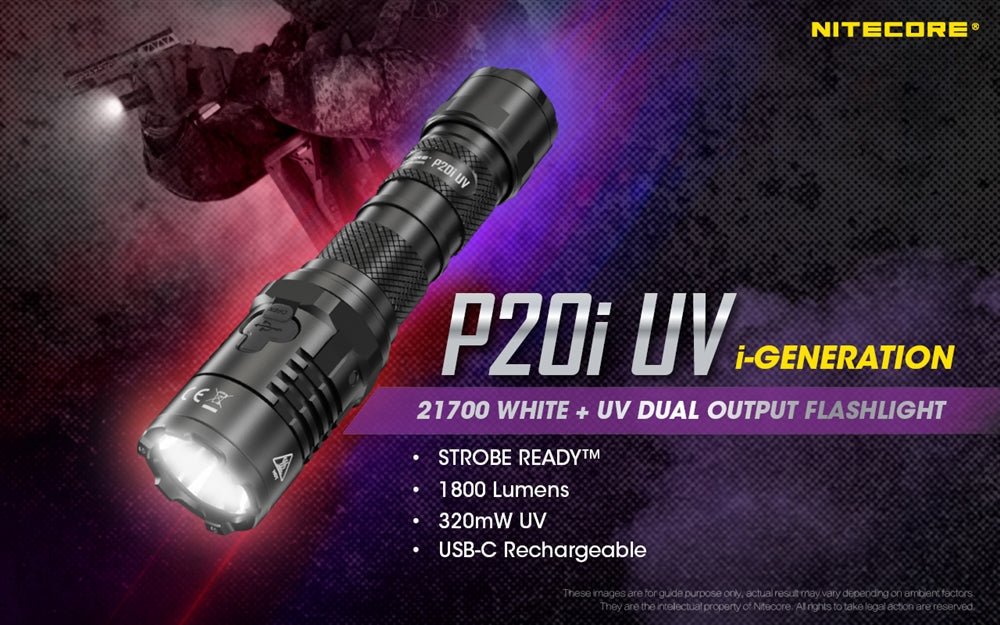 Nitecore P20i UV Tactical Flashlight with Ultraviolet Light – Model P20i UV