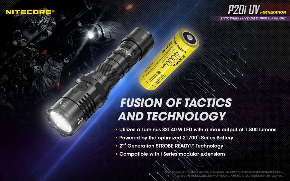 Nitecore P20i UV Tactical Flashlight with Ultraviolet Light – Model P20i UV