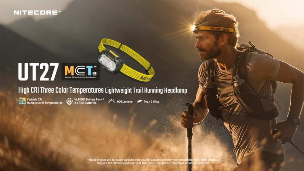 Nitecore Headlamp UT27 Dual Beam Lightweight Trail Running  – Model UT27 (Titan White)