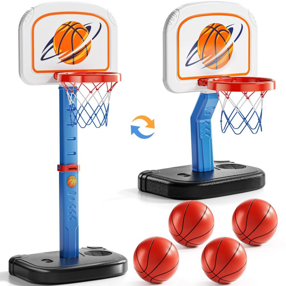 Poolside Basketball Stand - Water-Filled Base, Adjustable 28 to 54 in