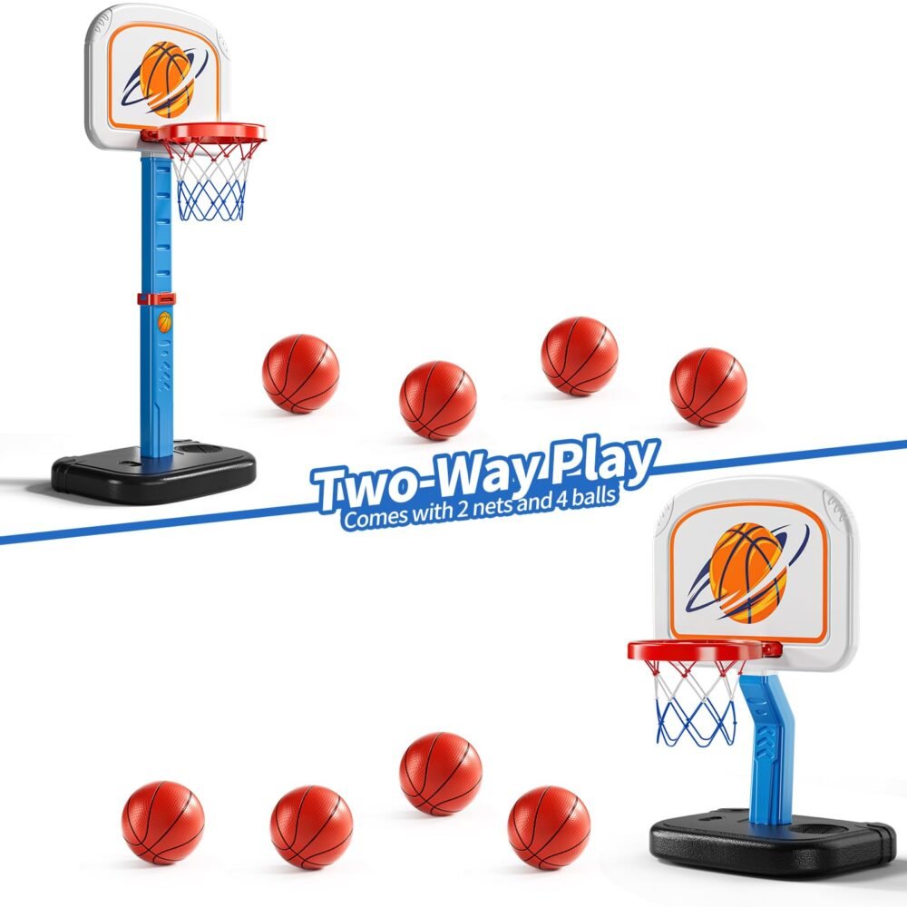 Poolside Basketball Stand - Water-Filled Base, Adjustable 28 to 54 in