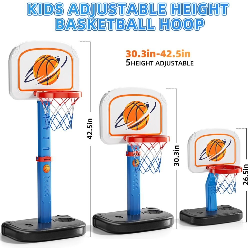 Poolside Basketball Stand - Water-Filled Base, Adjustable 28 to 54 in