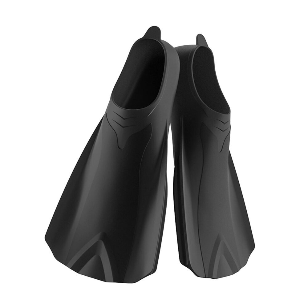 Swim Training Fins - Black - Short-Blade Silicone Flippers