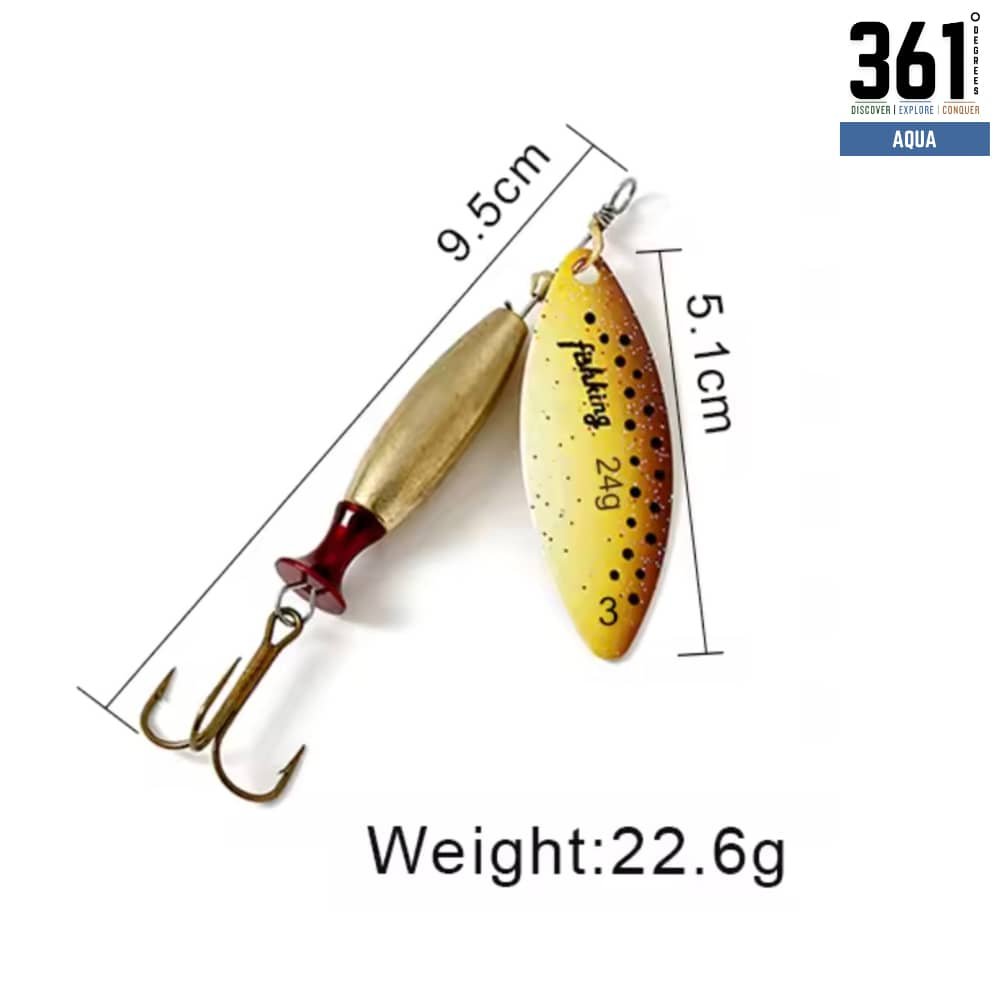 FISHKING Spinner Bait – Size 3, 22.5g Metal Lure with Treble Hook