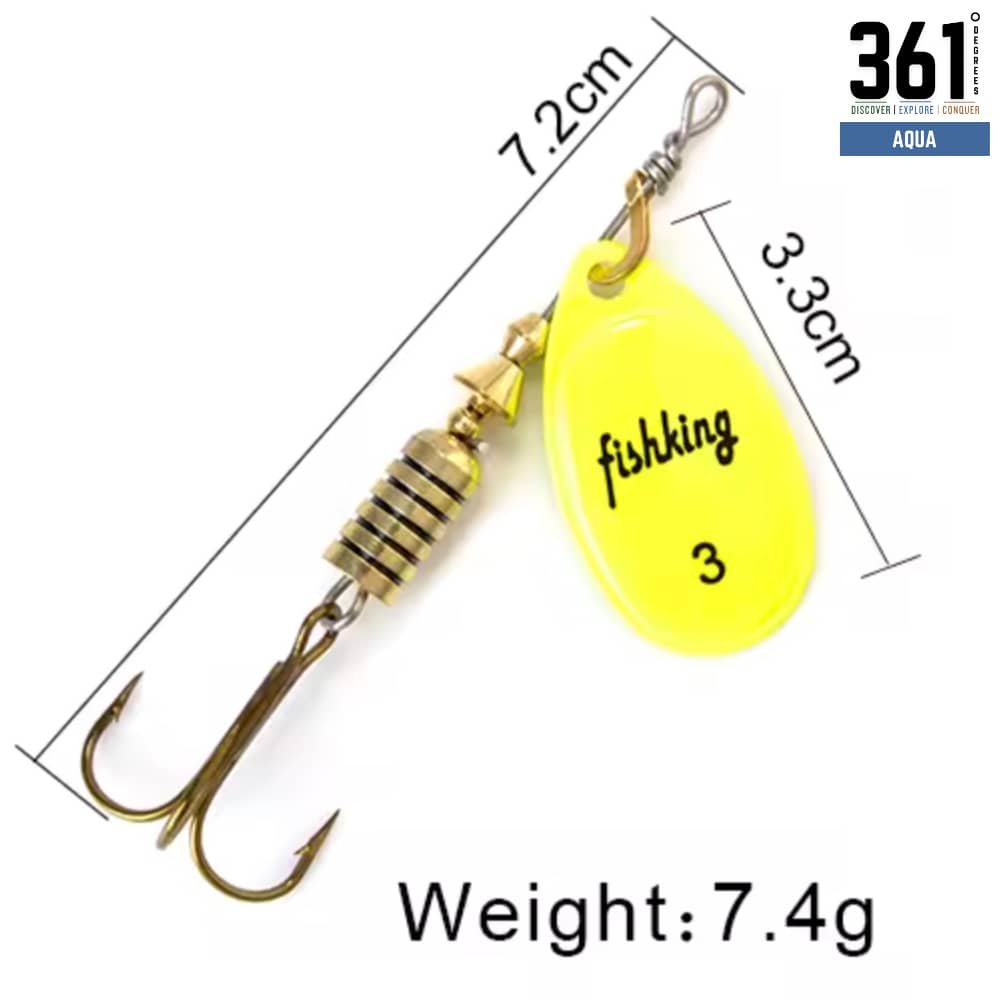 FISHKING Spinner Bait – Size 3, 7.4g Metal Lure with Treble Hook