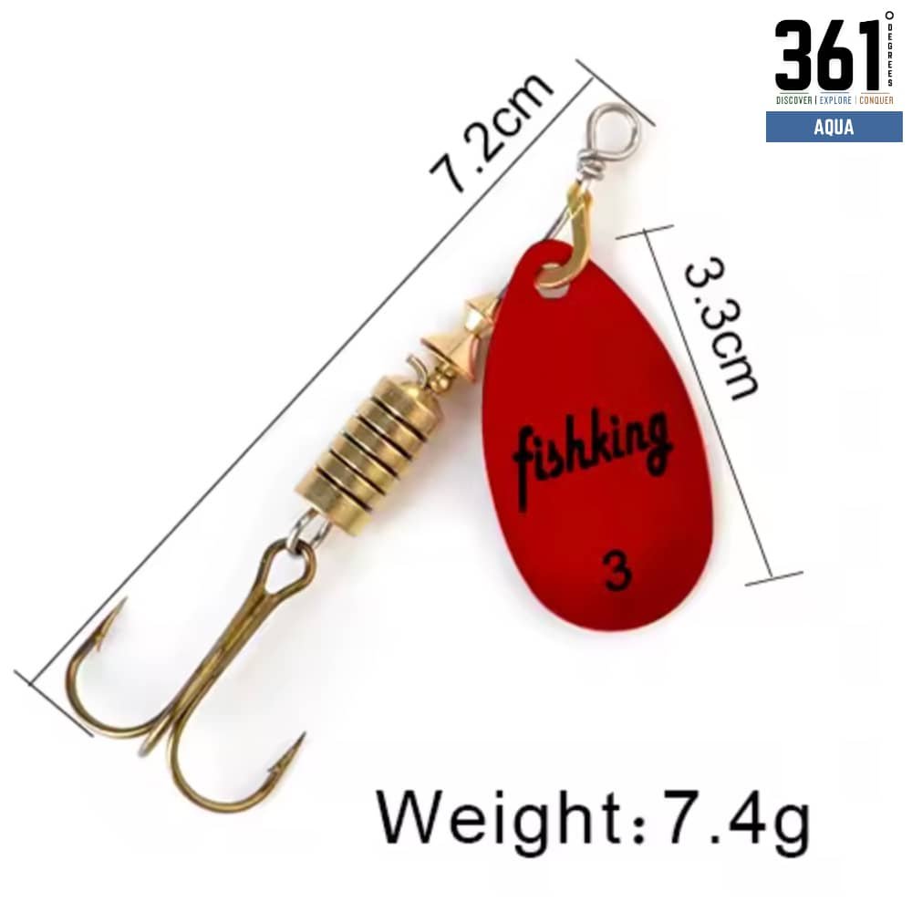 FISHKING Spinner Bait – Size 3, 7.4g Metal Lure with Treble Hook