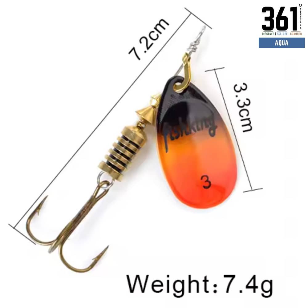 FISHKING Spinner Bait – Size 3, 7.4g Metal Lure with Treble Hook