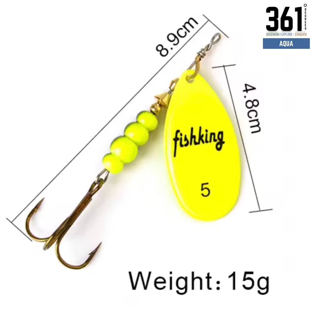 FISHKING Spinner Bait – Size 5, 15g Metal Lure with Treble Hook