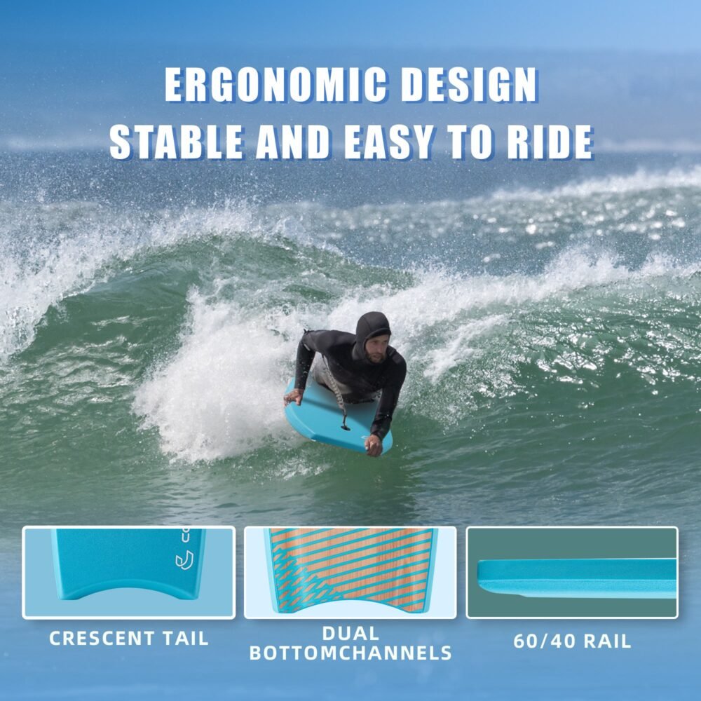 Contour Surf Ripple EPS 39 in Bodyboard with Coiled Wrist Leash