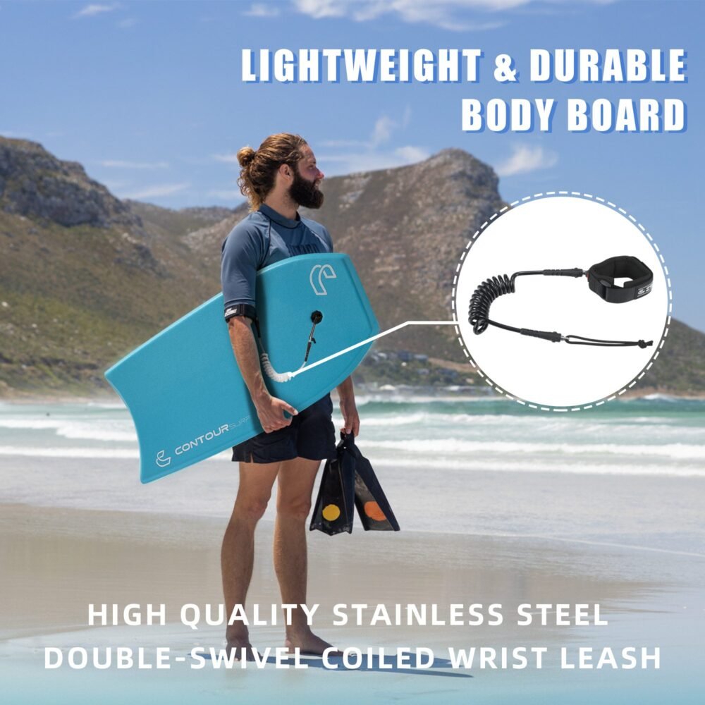 Contour Surf Ripple EPS 39 in Bodyboard with Coiled Wrist Leash