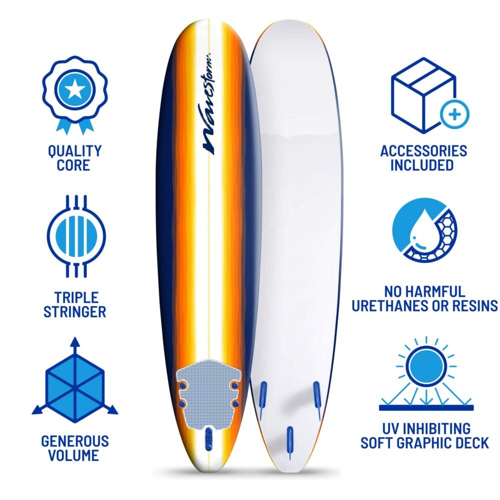 Wavestorm Classic 8 ft Soft-Top Surfboard - EPS Core, 3-Stringer