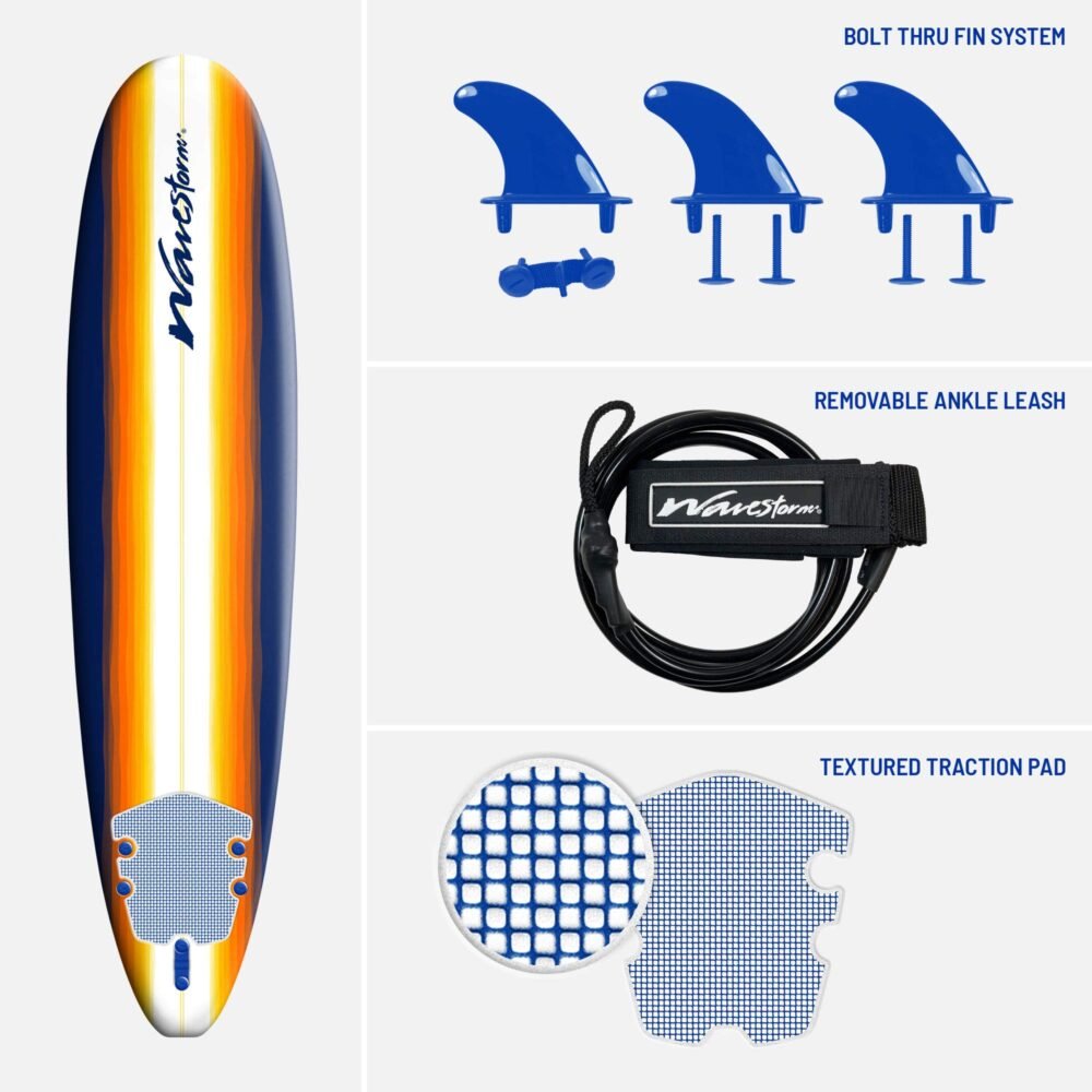 Wavestorm Classic 8 ft Soft-Top Surfboard - EPS Core, 3-Stringer