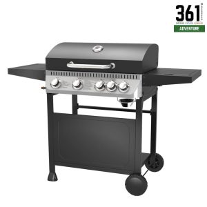 Multi-Function 4 Burner Gas BBQ Grill with Side Burner & Wheels