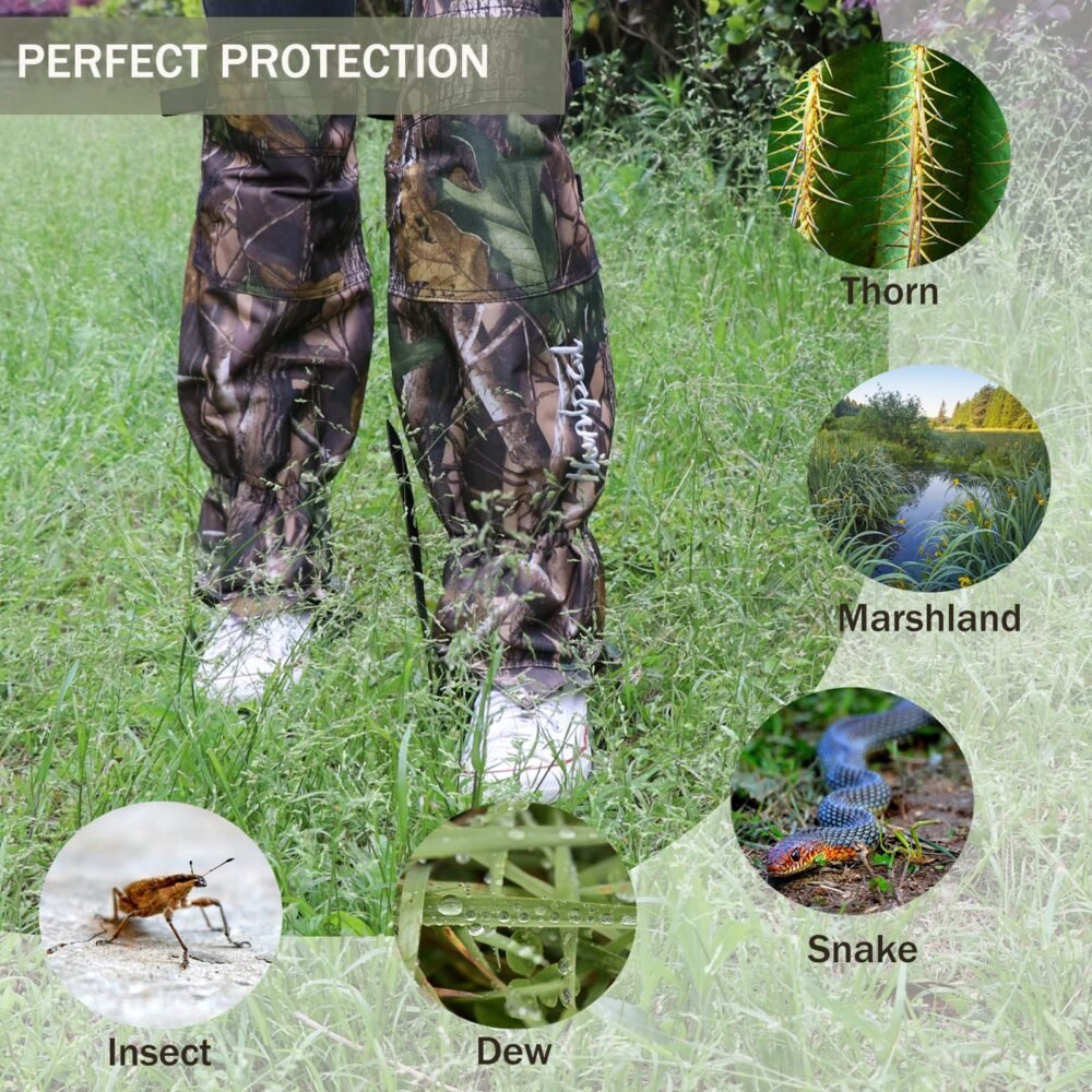 Camo Waterproof Hunting Leg Gaiters with Replaceable Instep Straps