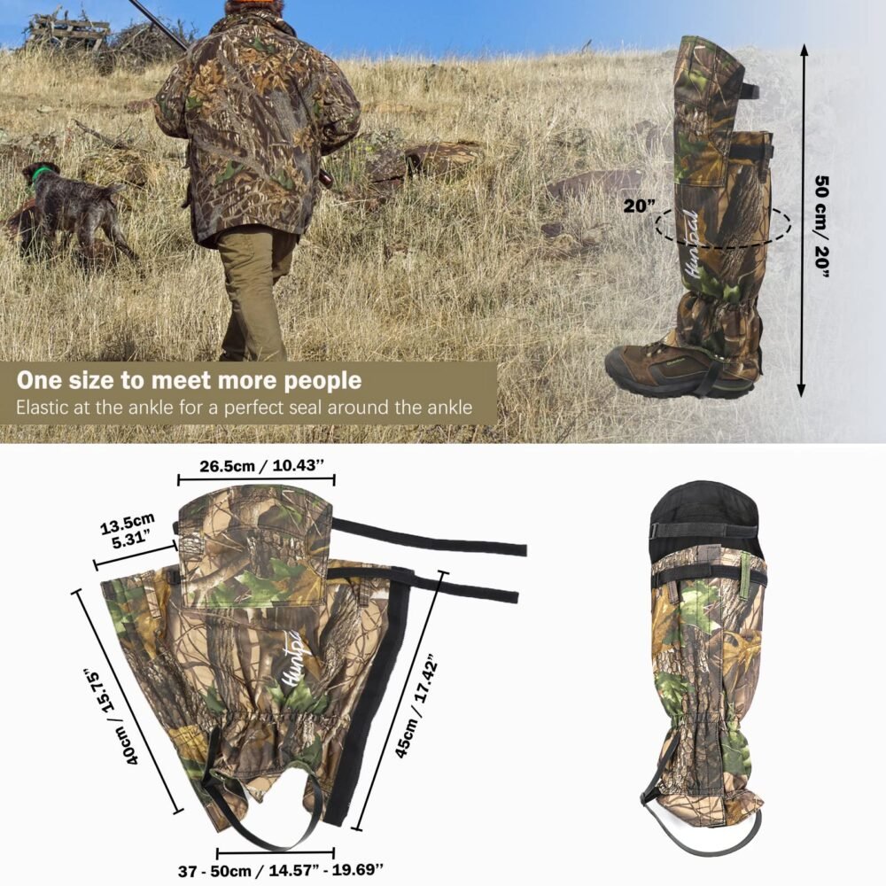 Camo Waterproof Hunting Leg Gaiters with Replaceable Instep Straps
