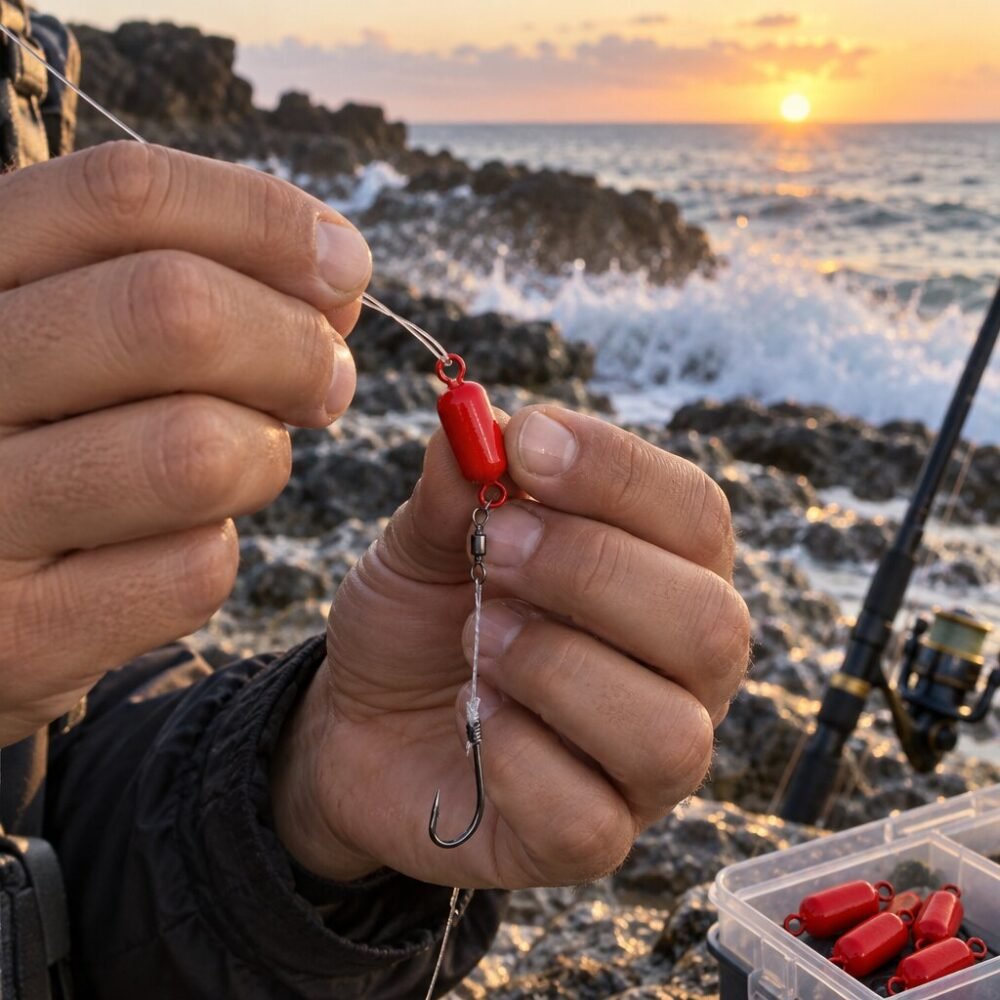 Red Painted Lead Fishing Sinker