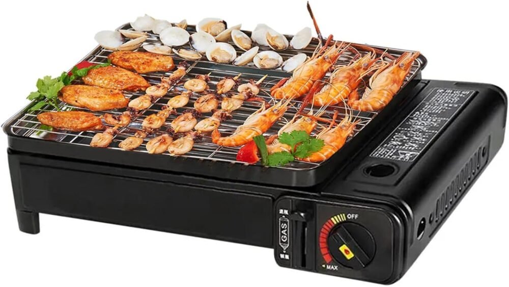 Portable Gas BBQ Camping Grill Set – Suitcase Style Dual Fuel Outdoor Grill