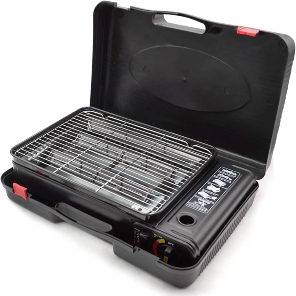 Portable Gas BBQ Camping Grill Set – Suitcase Style Dual Fuel Outdoor Grill