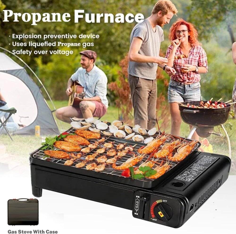 Portable Gas BBQ Camping Grill Set – Suitcase Style Dual Fuel Outdoor Grill