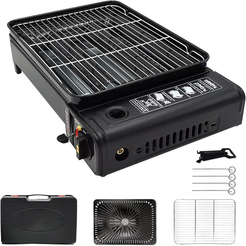 Portable Gas BBQ Camping Grill Set – Suitcase Style Dual Fuel Outdoor Grill