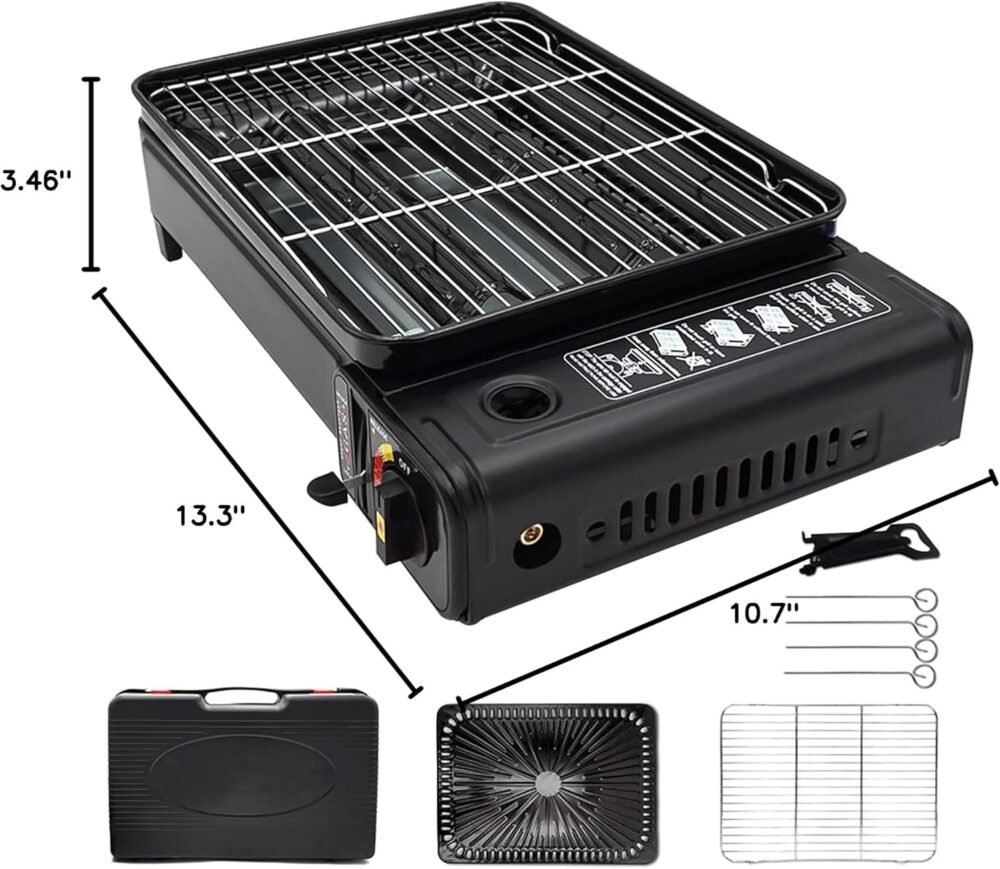 Portable Gas BBQ Camping Grill Set – Suitcase Style Dual Fuel Outdoor Grill