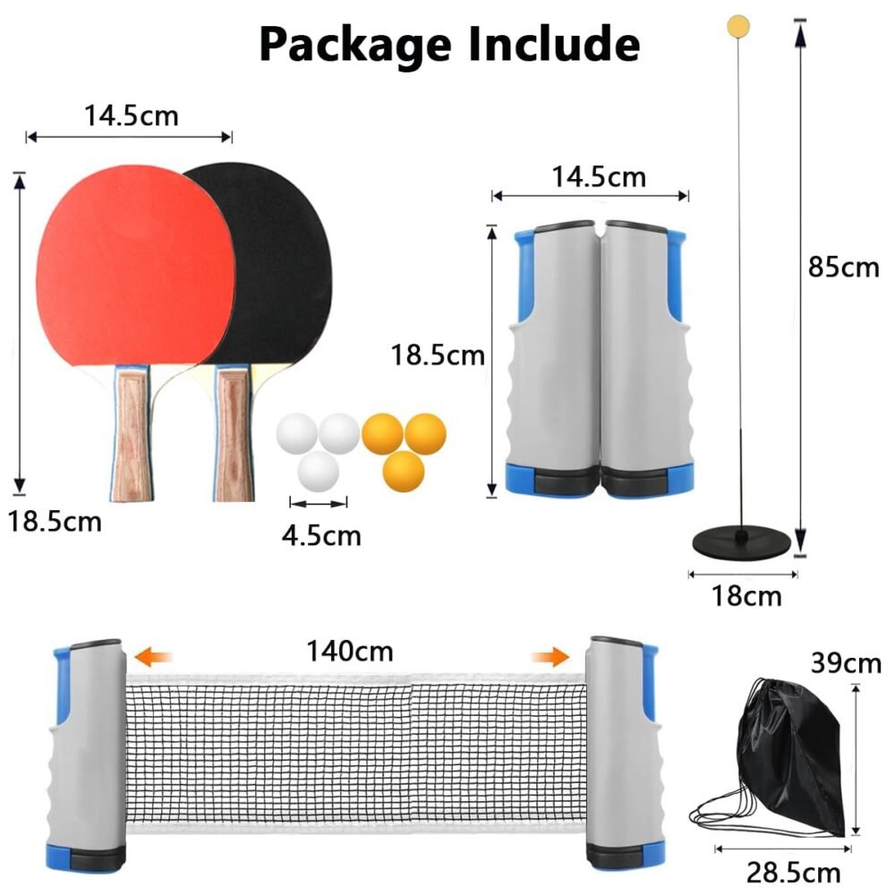 Portable Table Tennis Paddle Set – Retractable Ping Pong Net