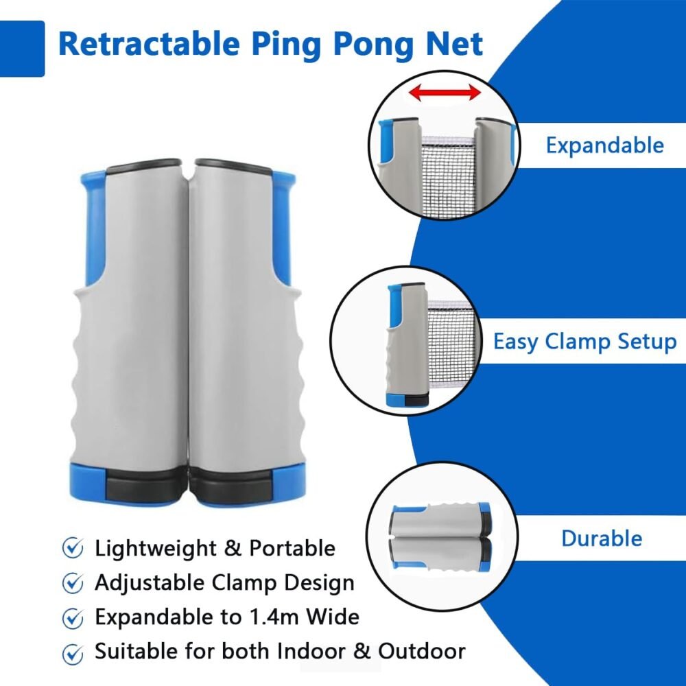 Portable Table Tennis Paddle Set – Retractable Ping Pong Net