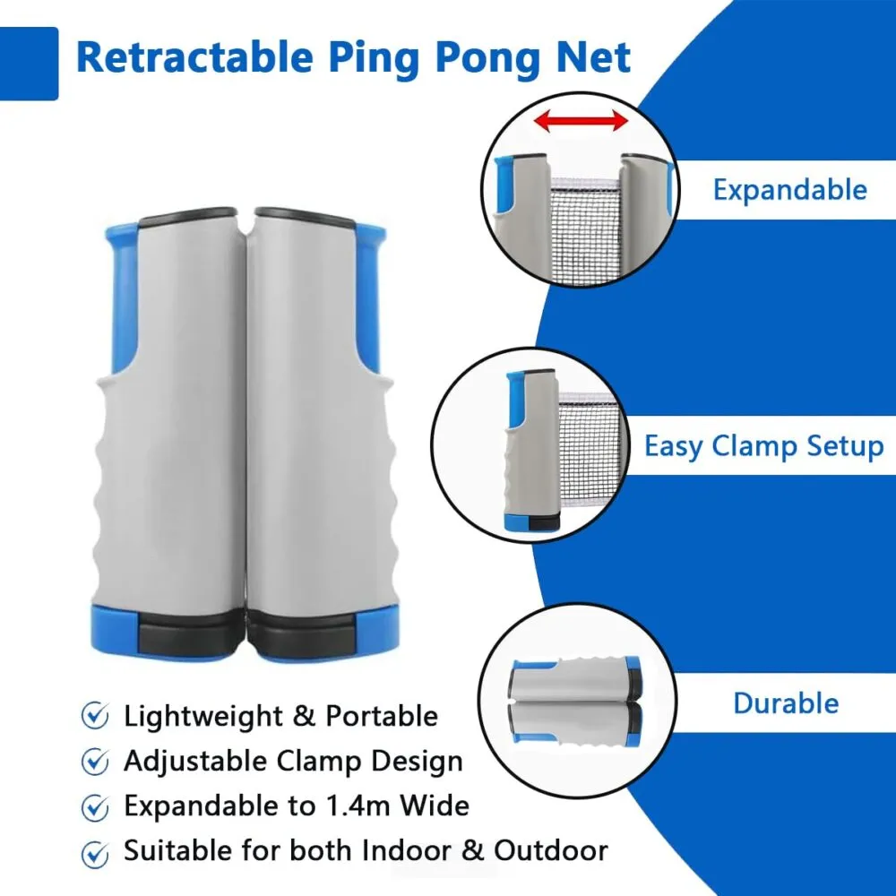 Portable Table Tennis Paddle Set – Retractable Ping Pong Net