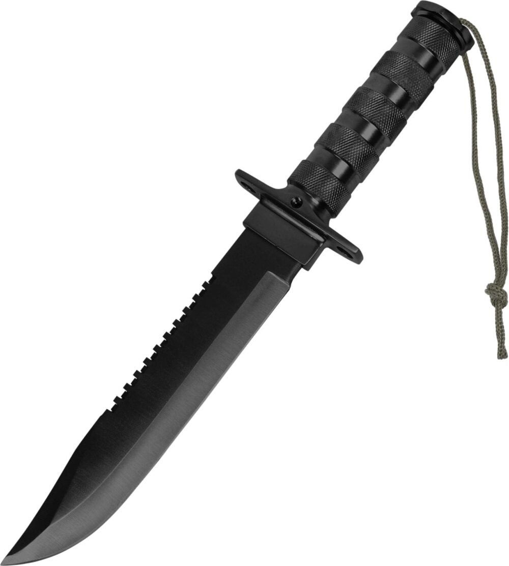 Black Survival Knife with Aluminium Handle and Accessory Sheath