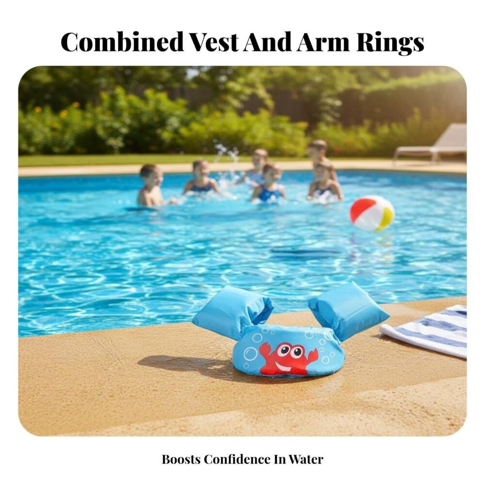 Kids Swimming Float Vest - Adjustable Training Jacket with Arm Bands