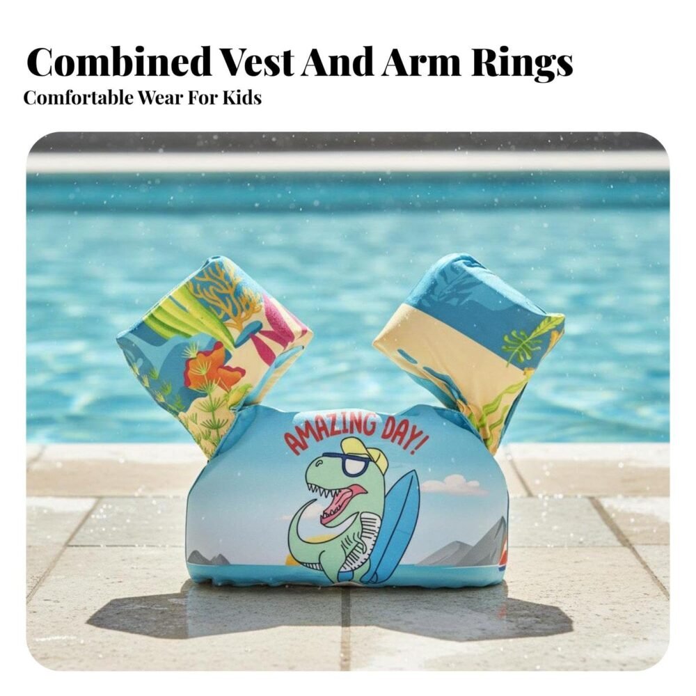 Kids Swimming Float Vest - Adjustable Training Jacket with Arm Bands